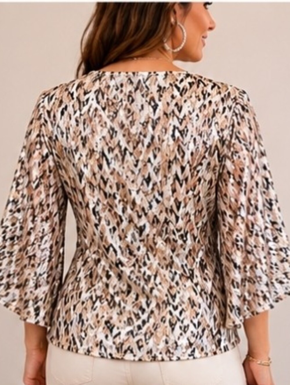 NWT MSK mock wrap, v-neck, sparkling blouse with sequin accents! Plus Sz 1x - Picture 4 of 13